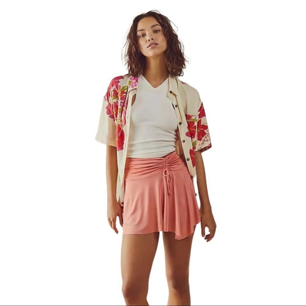 Free People Who's That Ruched Shimmer Skirt  NWT
